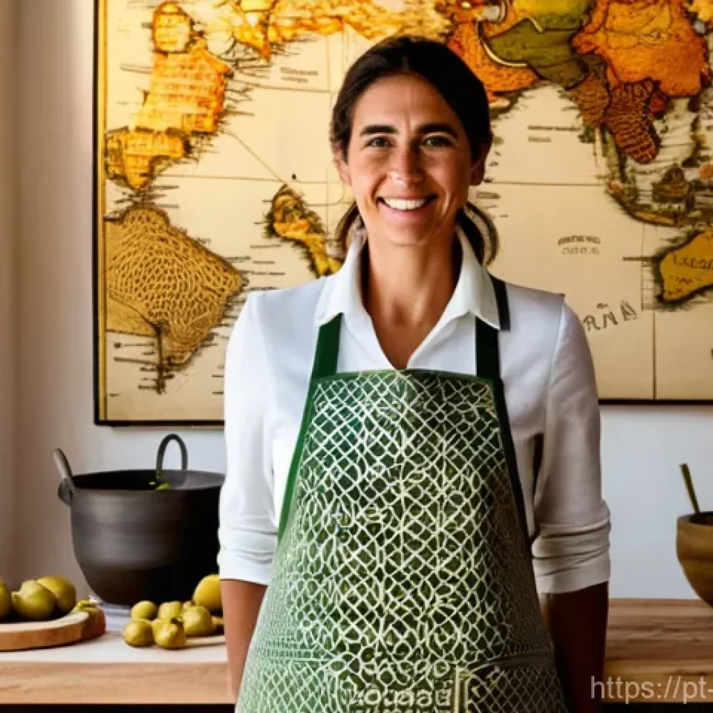 국제무역이론적응 - **Digital Artisan Global Reach:**
"A proud Portuguese artisan, a woman in her late 30s with an e...