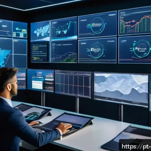 Home 31 무역회사이직 - A modern international logistics control room featuring diverse professionals monitoring multiple la...